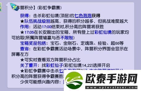 梦幻西游彩虹争霸赛积分有什么用