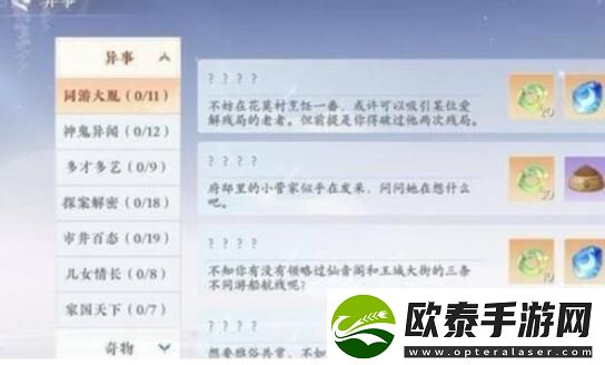 浮生忆玲珑异事奇遇攻略