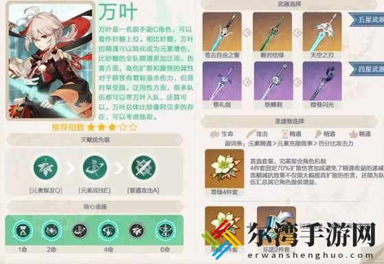 原神枫原万叶技能属性 枫原万叶天赋介绍-游戏潮