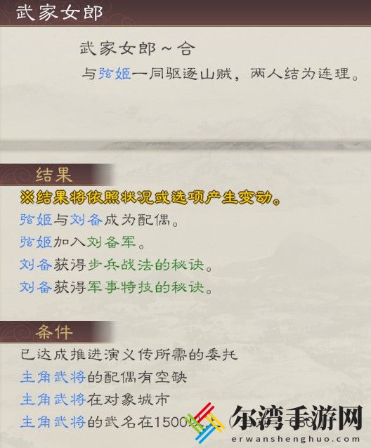 三国志8重制版弦姬娶妻条件及好处介绍