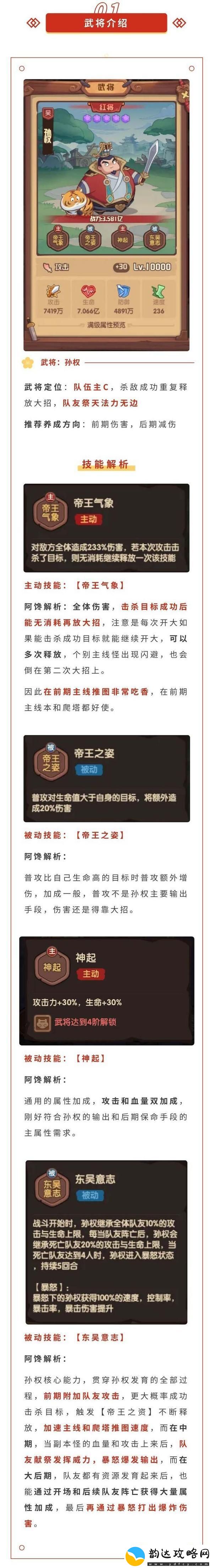 守护之境武将攻略——孙权篇1