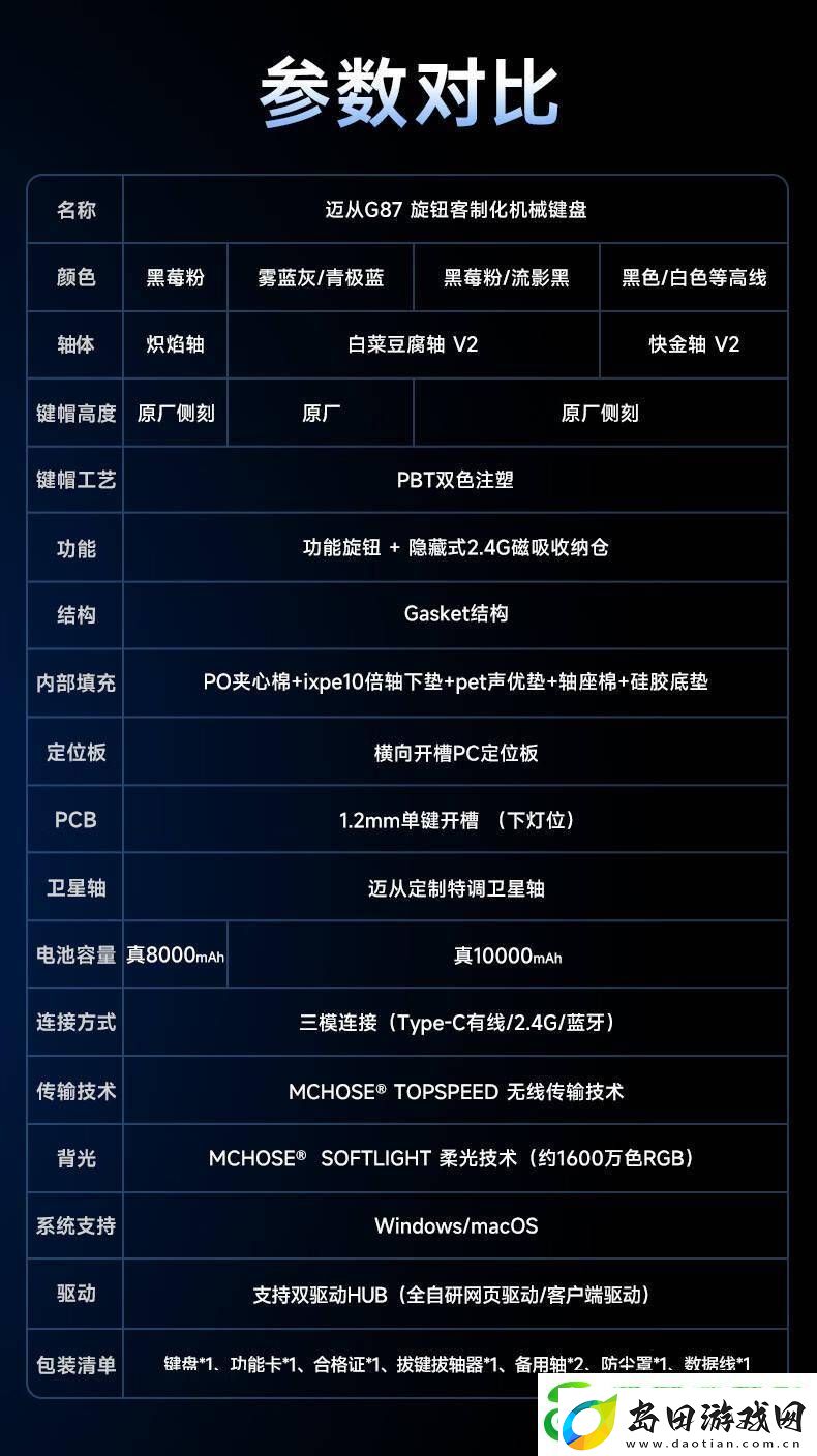 迈从G87机械键盘新轴版上市
