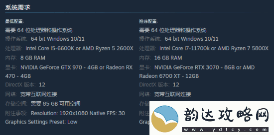 双人成行厂商新作配置要求公布