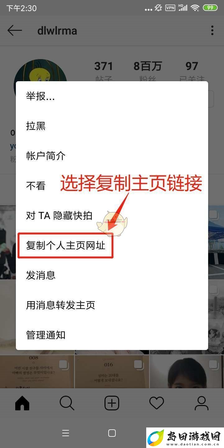 Instagram个人主页链接复制教程